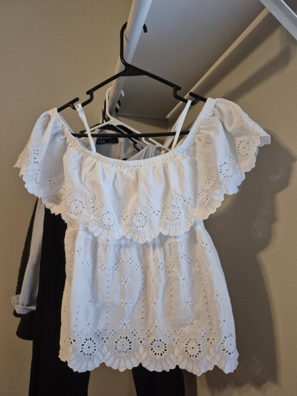 White Cotton Eyelet Top
